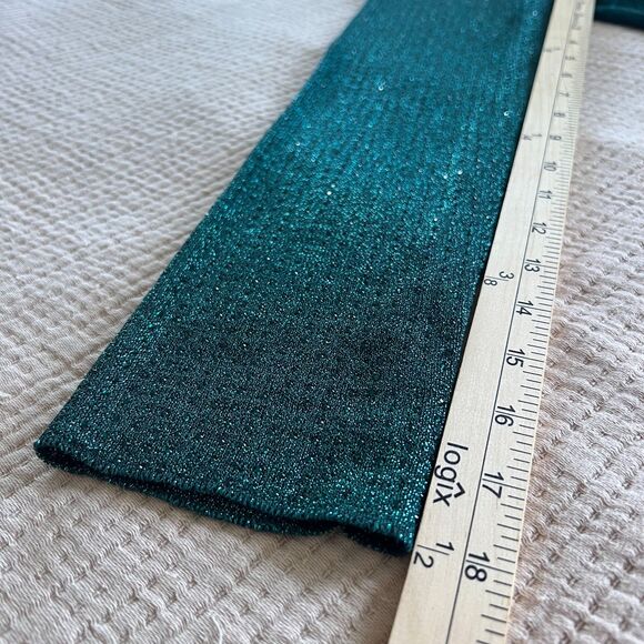 Twelfth Love Green Glittery Long Sleeve Scoop Neck Top Women Sz Medium Shimmer - Picture 10 of 13